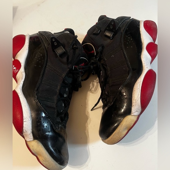 Nike Air Jordan 6 Rings 'Bred' Black Red Mens Sz 8.5 Shoes 322992 062 - Picture 6 of 12